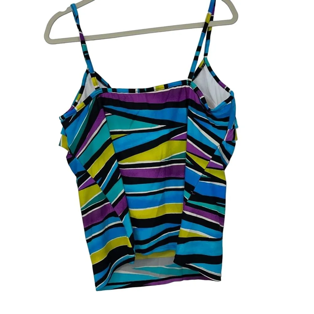 Jamaica Bay Purple Green Blue Black Design Tankini Size 20W - Image 2