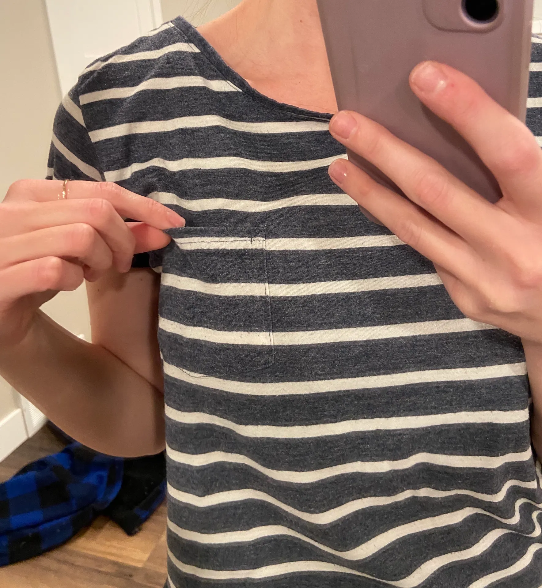 Blue And White Striped Top Size M - Image 3