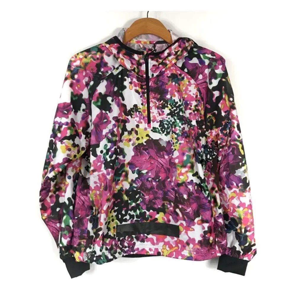 Adidas Womens Hoodie Windbreaker Half Zip Jacket
Size Small Floral Coat Sweater - Image 3