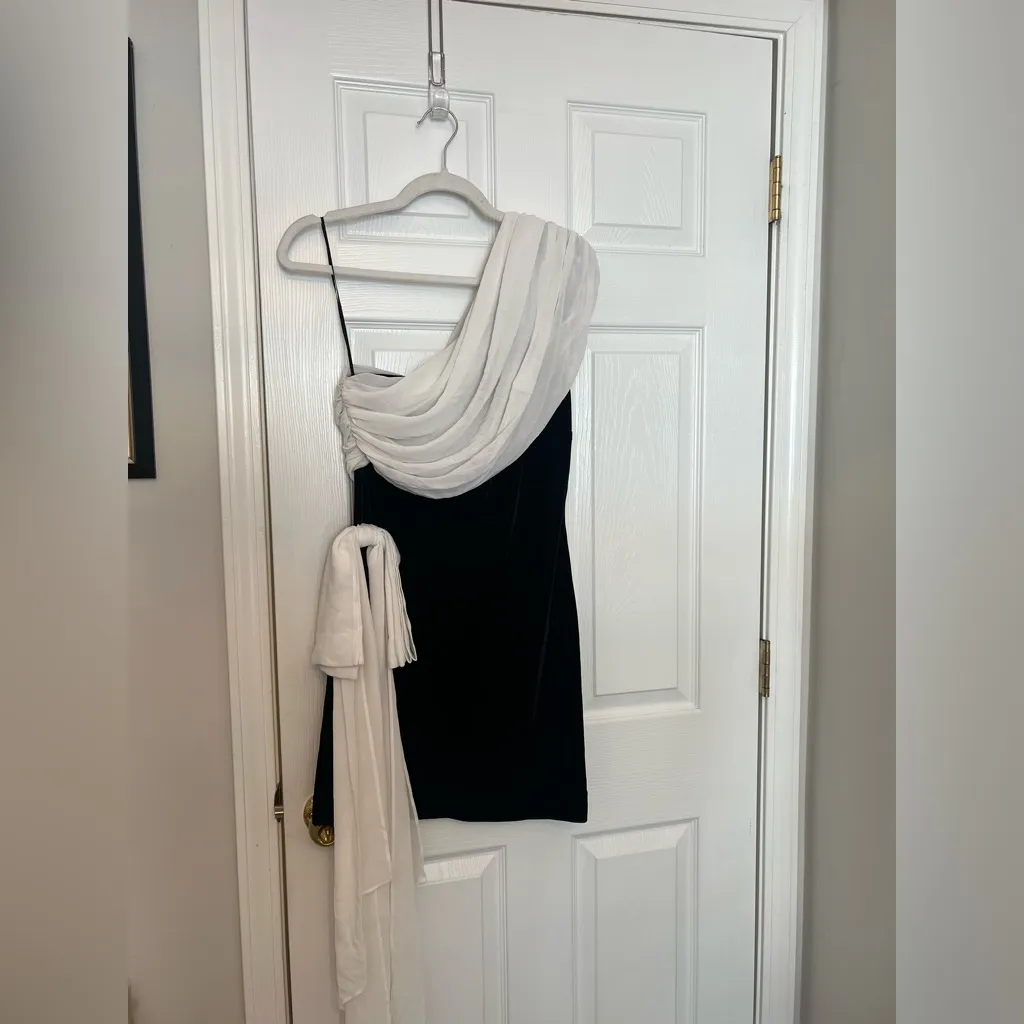 L'Academie by Marianna Jovie Mini Dress in Black & Ivory - Image 5