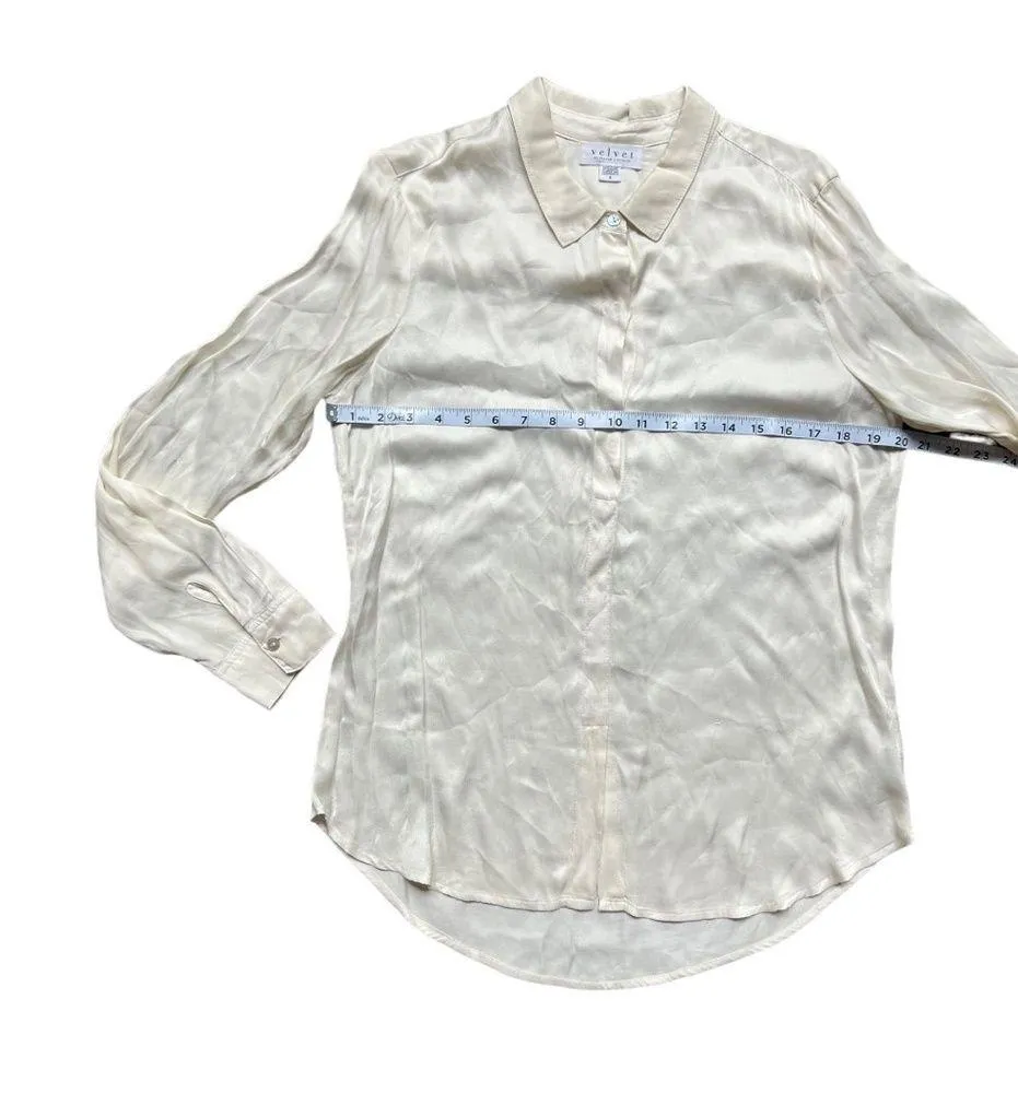 Velvet by Graham & Spencer Josey Blouse Cream Size Small Minimalist - Image 6