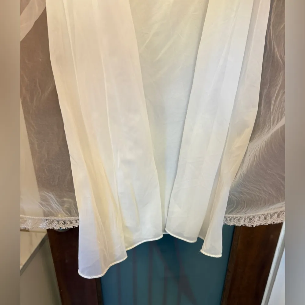 Miss Elaine Off White Sheer Vintage Embroidered Bridal Nightgown Chemise 1950? Size M - Image 6