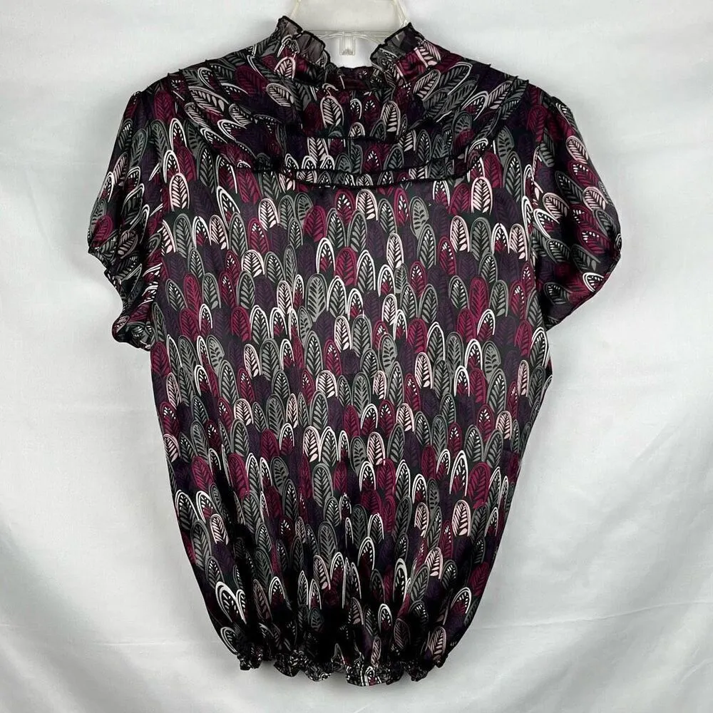 Apostrophe Feather High Neck Blouse Large - Image 3