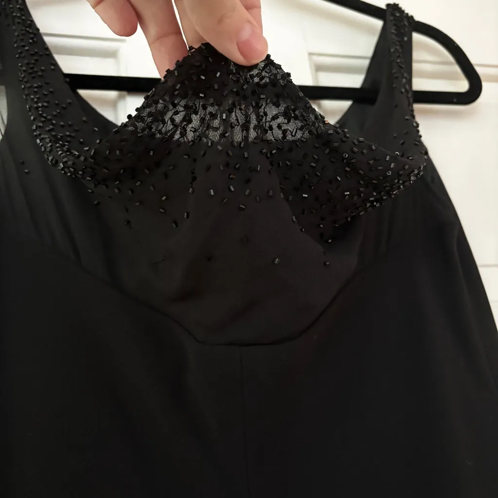 Jones New York Vintage Black Beaded Evening Dress Gown‎ Formal Cowl Size 8 Train - Image 9