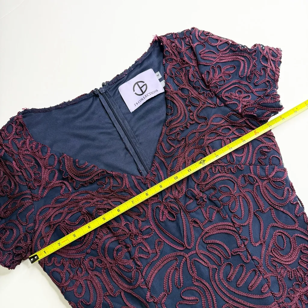 JS Collections Soutache Cocktail Dress Navy Blue Burgundy Sz 4 NWT - Image 15