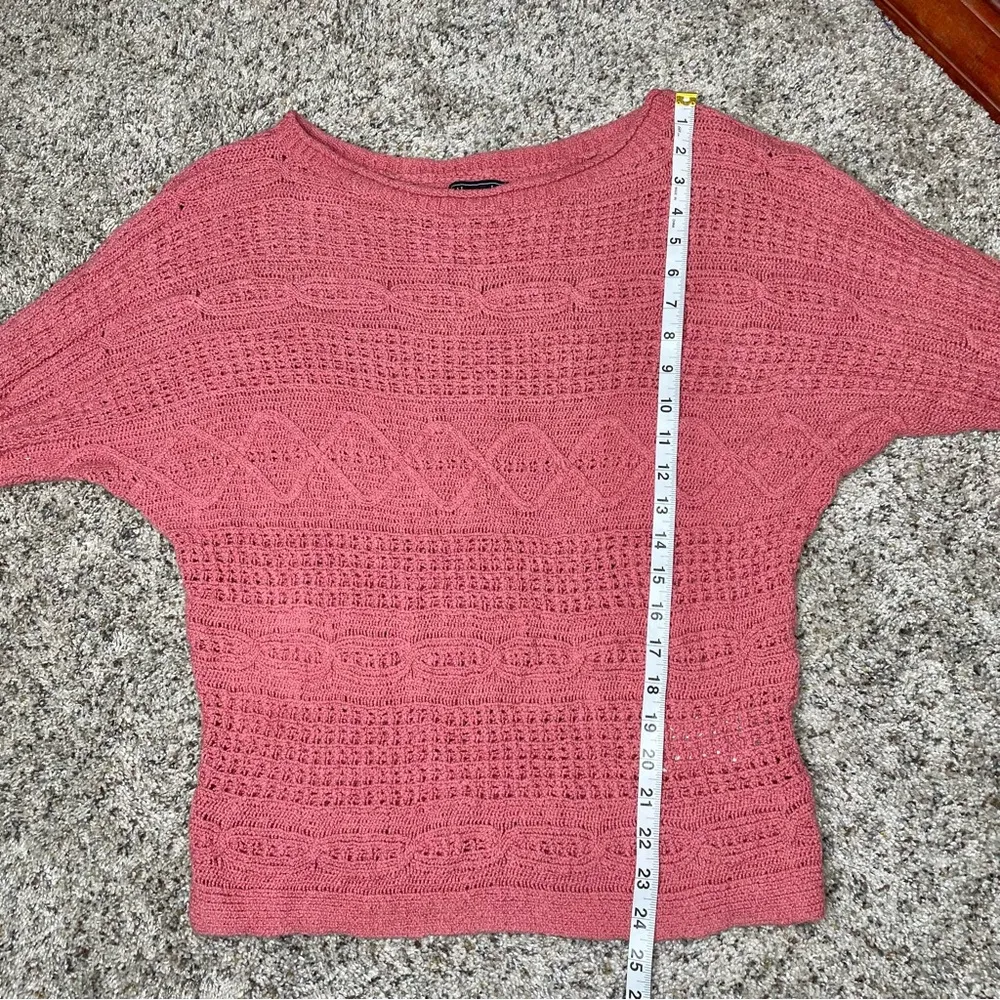 Mauve Pink Mixed Open Knit Long Sleeve Sweater Small - Image 9