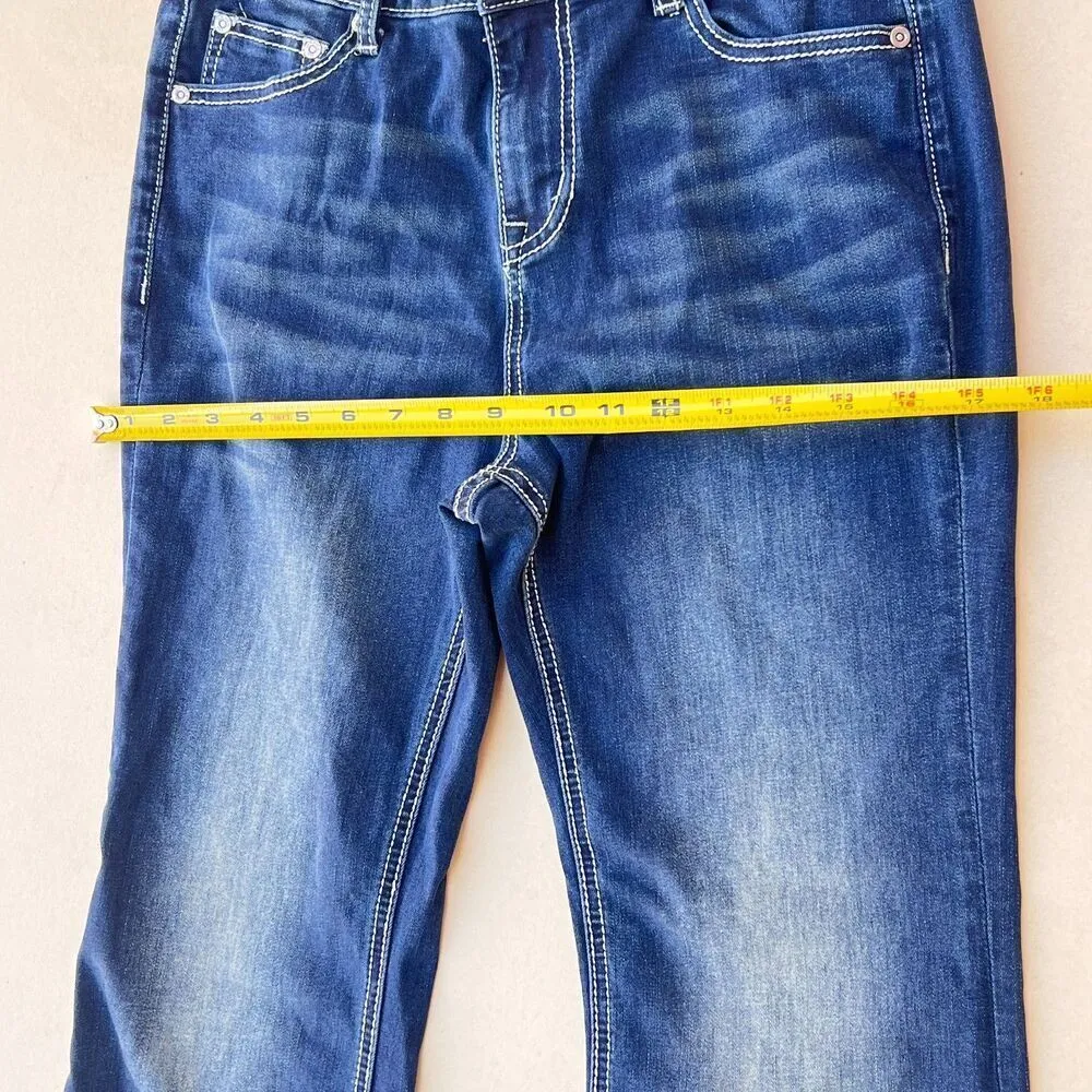 GRACE Cowgirl womens high rise bootcut jeans blue rodeo western denim print 28 - Image 9