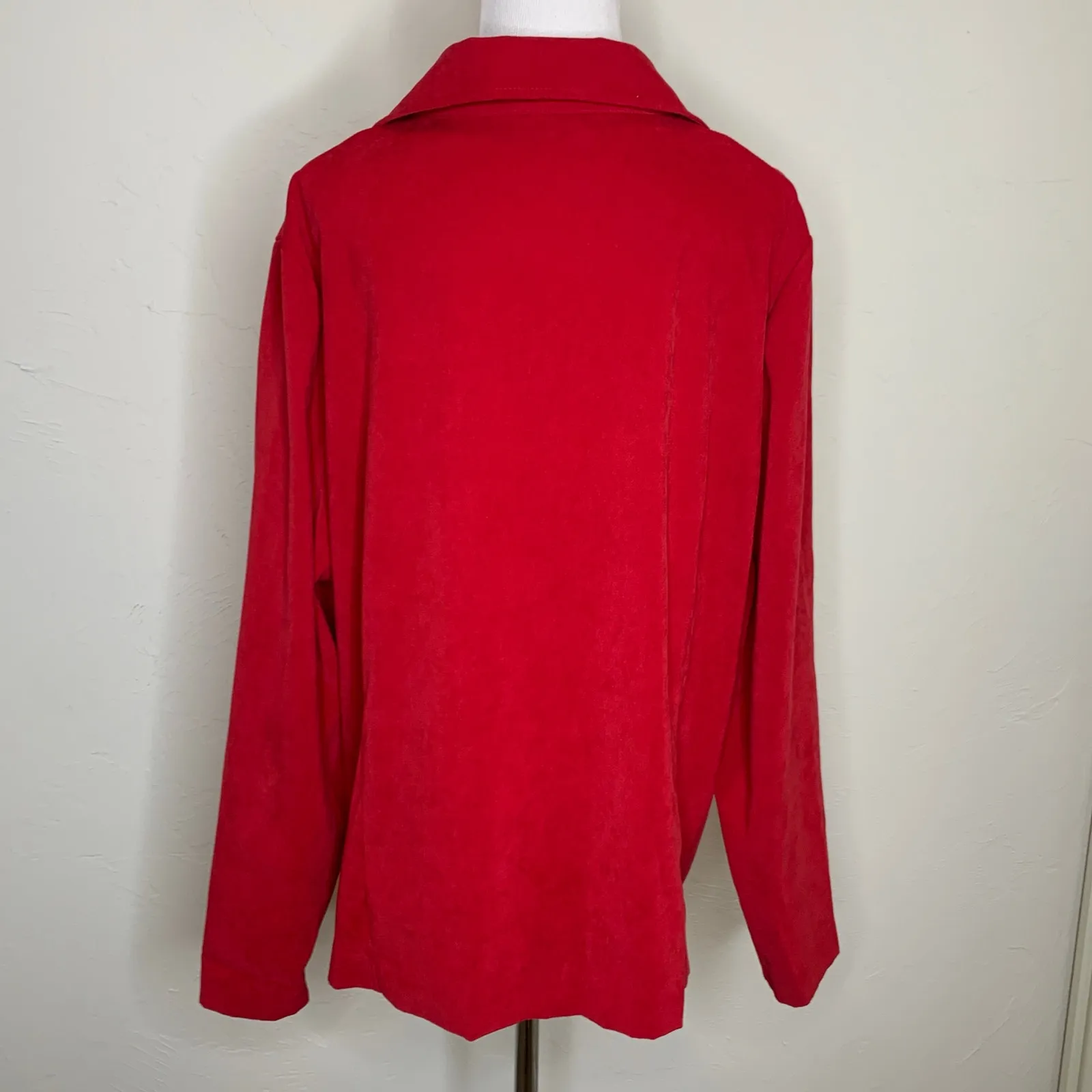 Vintage 90s Fashion Bug Red Zip Front Jacket Sz 18/20 - Image 2