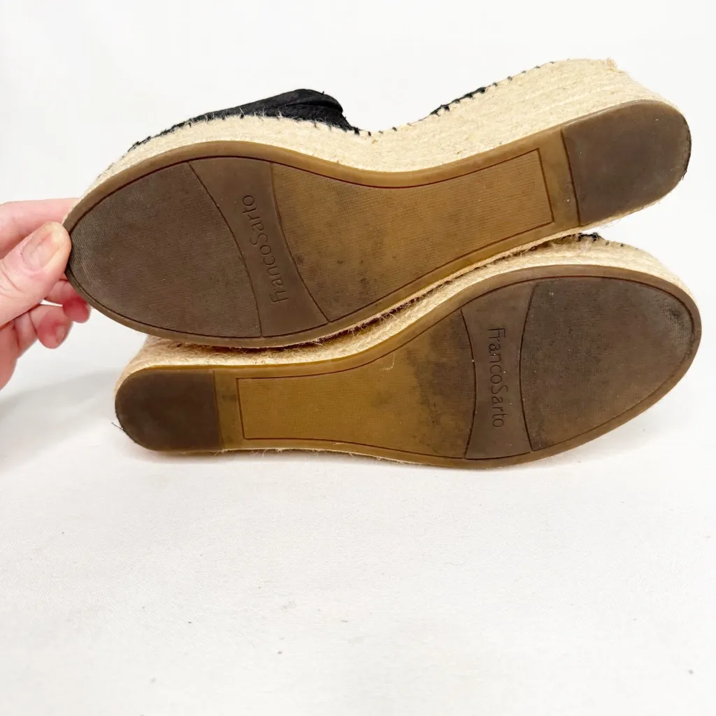 FRANCO SARTO PLATFORM LEATHER TEXTURED ESPADRILLES SZ 9.5. - Image 6