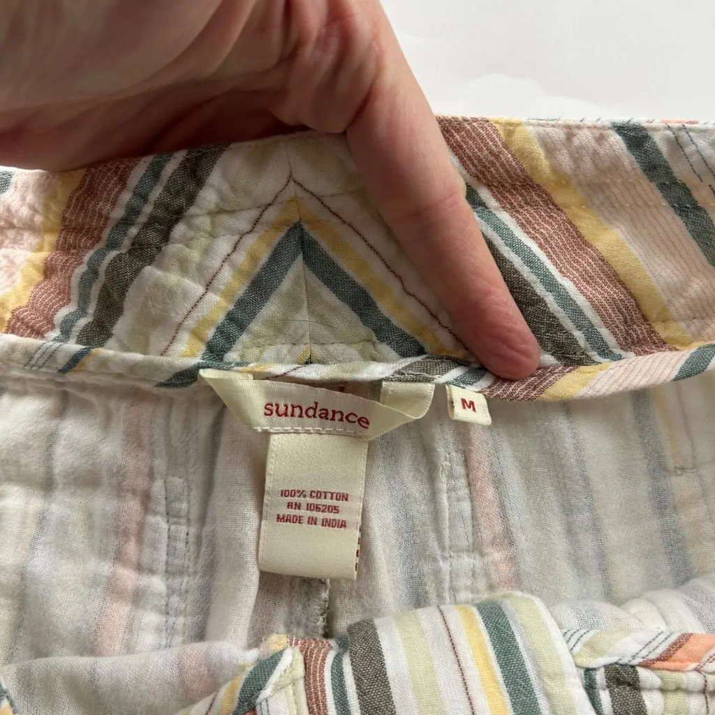 Sundance Neutral Striped Cotton Wide Leg Lounge Pant M - Image 3