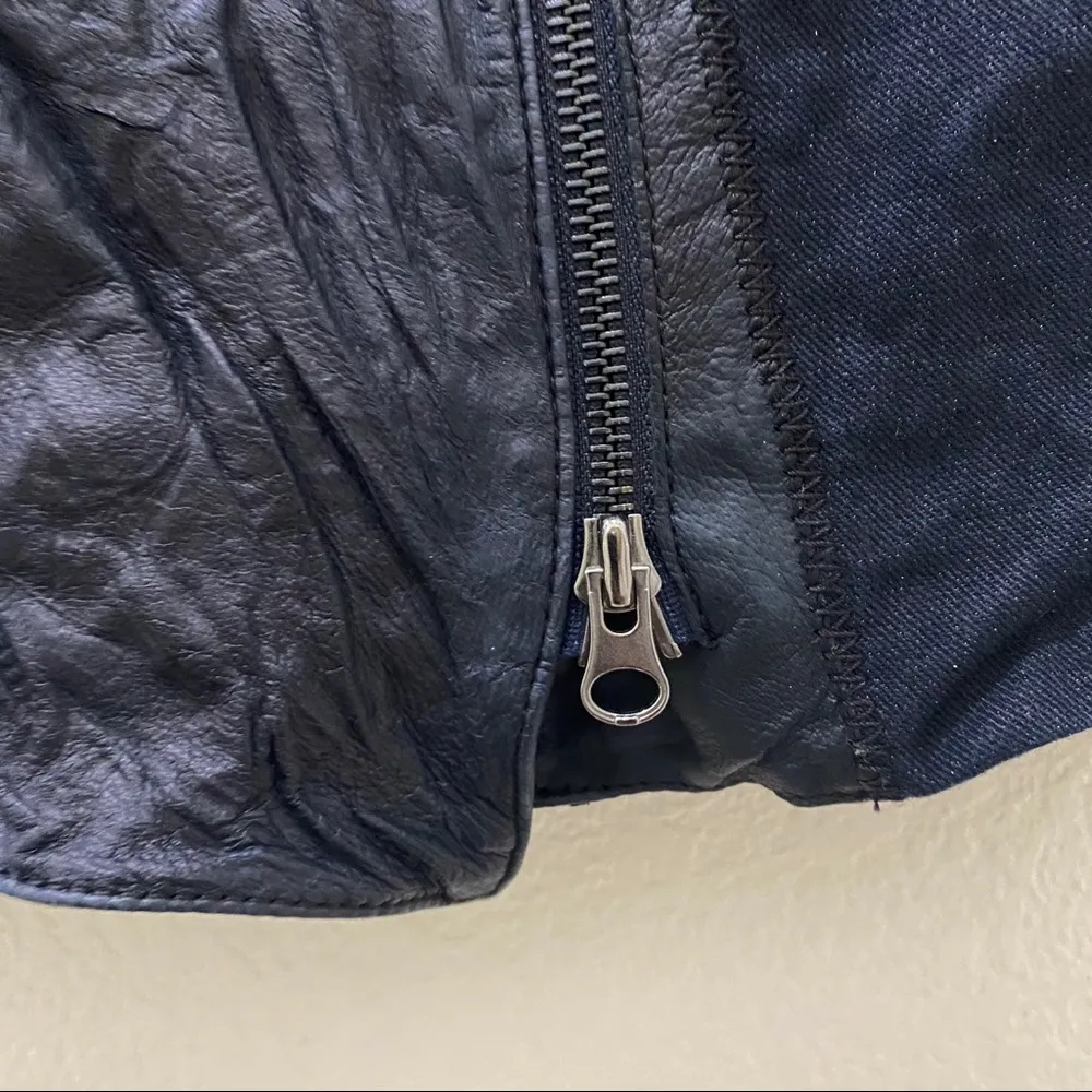 VINCE Black Leather Trim Linen Blend Asymmetrical Vest - Image 11