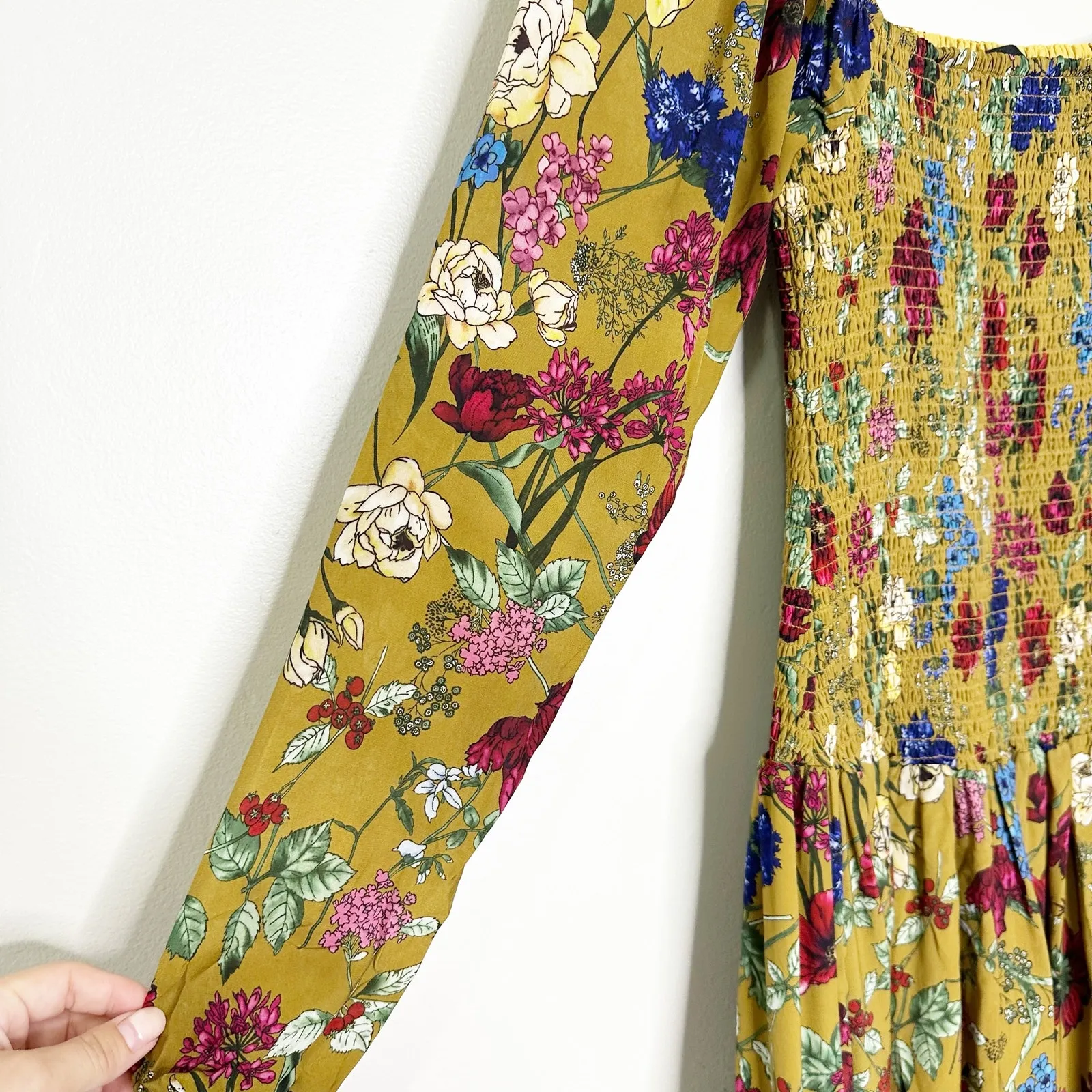 Hatch Womens Freya Maternity Shift Dress Long Sleeves Floral Yellow Size 0 - Image 6