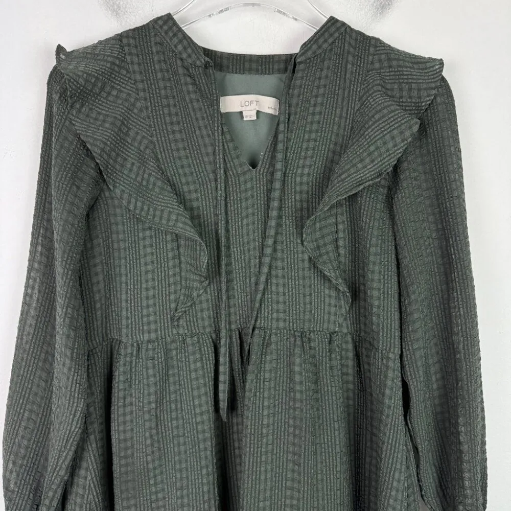 Petite Textured Ruffle Swing Dress Long Sleeves Size XSP XS Petite - Image 2