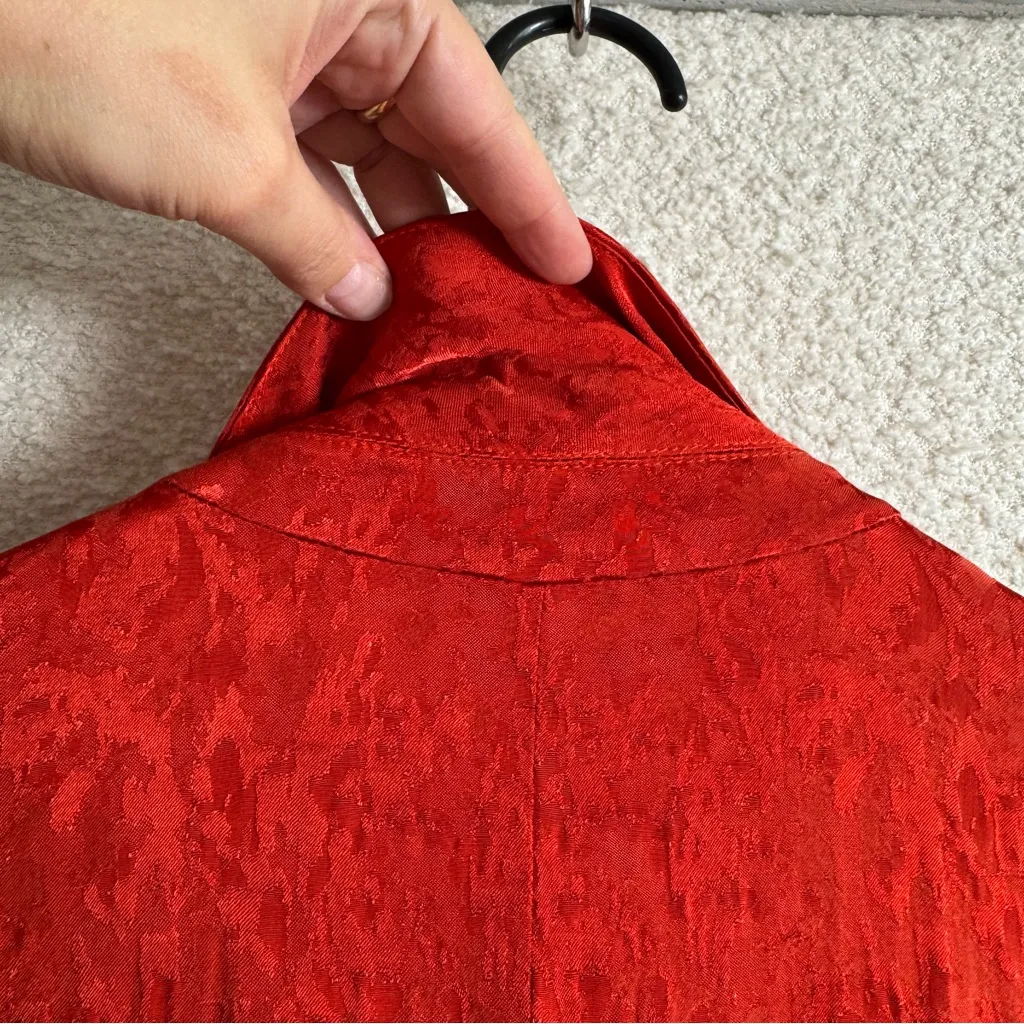 Free People Vintage Women’s Red Stella Jacquard Blazer‎ Size Small - Image 5