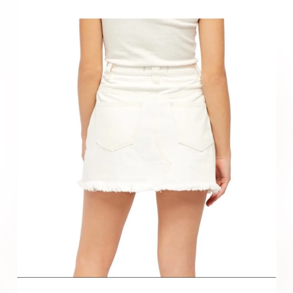 Free People We the Free Side Car Mini Skirt White Clay Denim Skirt Size 25 - Image 3