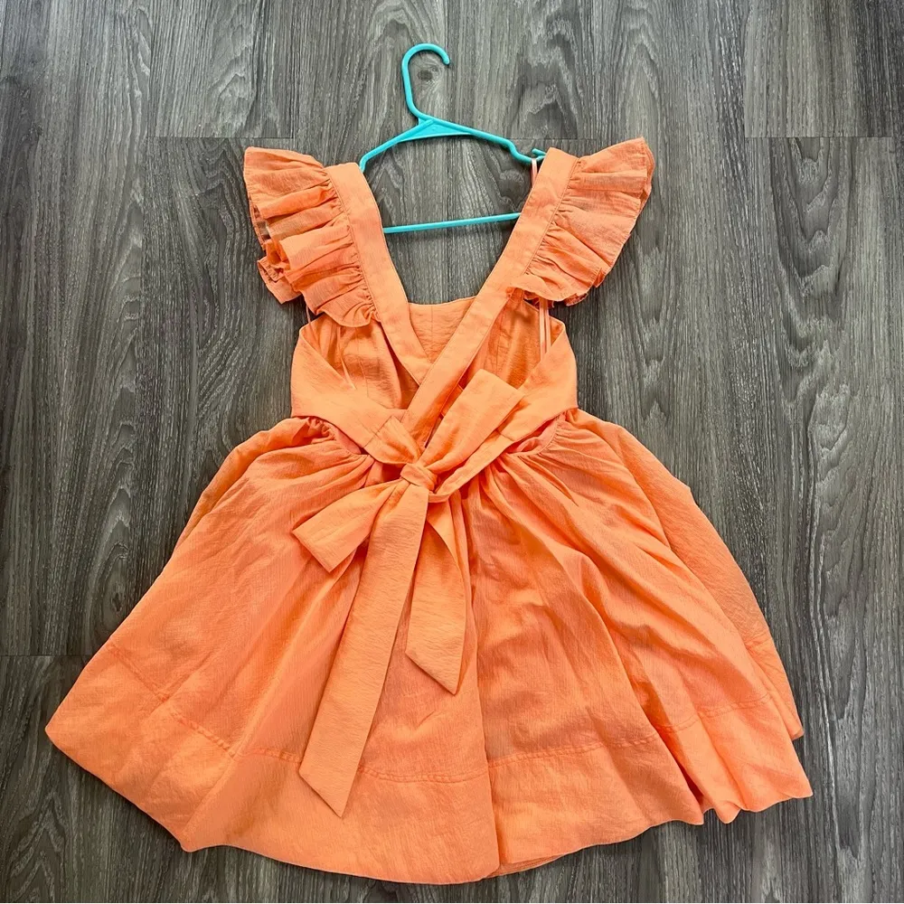 Orangey Coral Ruffled Sleeveless Mini Dress Orange - Image 4