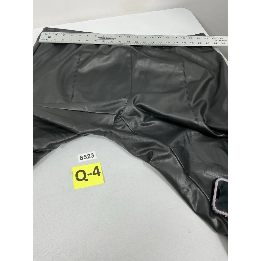 Womans Top Shop Curve Pullon Faux Leather Pants 22 Black Side Zip Elastic Waist - Image 4