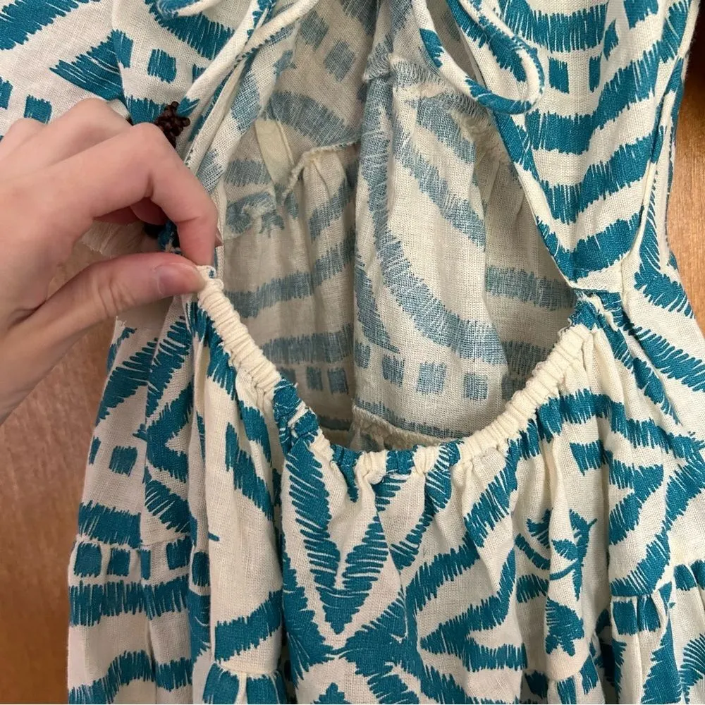 Omika Ila Mini Dress Puff Sleeves Pockets in Jolie Lagoon Size XS Vacation Blue - Image 12