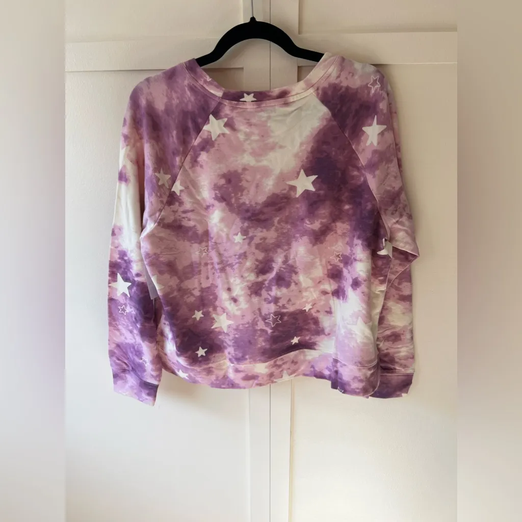 Wildfox Women’s NWT Purple Tie Dye Stars Crew Neck Sweatshirt Size Large‎ - Image 3
