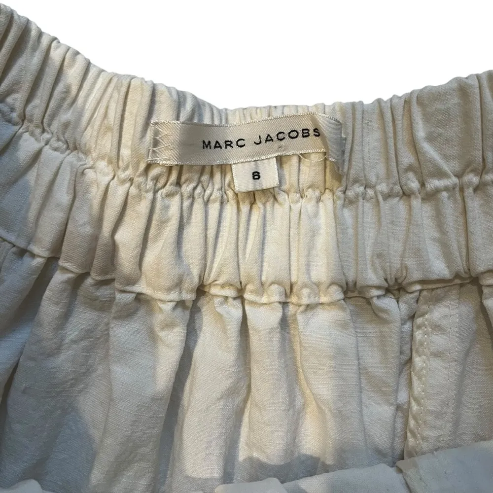 Marc Jacobs Ecru Linen/Cotten Blend Gathered A-Line Elastic Waist Skirt, Sz 8 - Image 14
