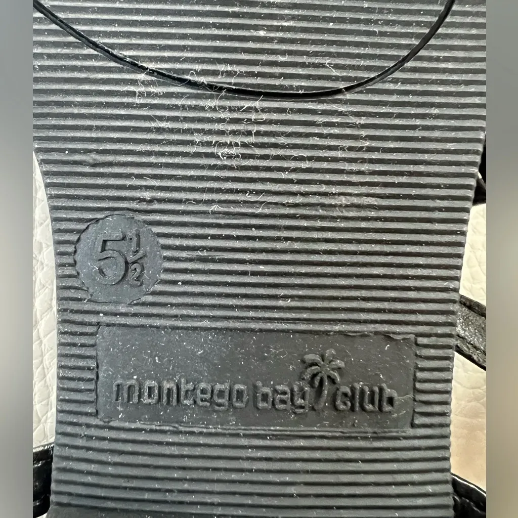 🔥🔥MONTEGO BAY CLUB BLACK WOMEN'S FLAT STRAP Sandals Size US 5.5 NEVER USED - Image 7