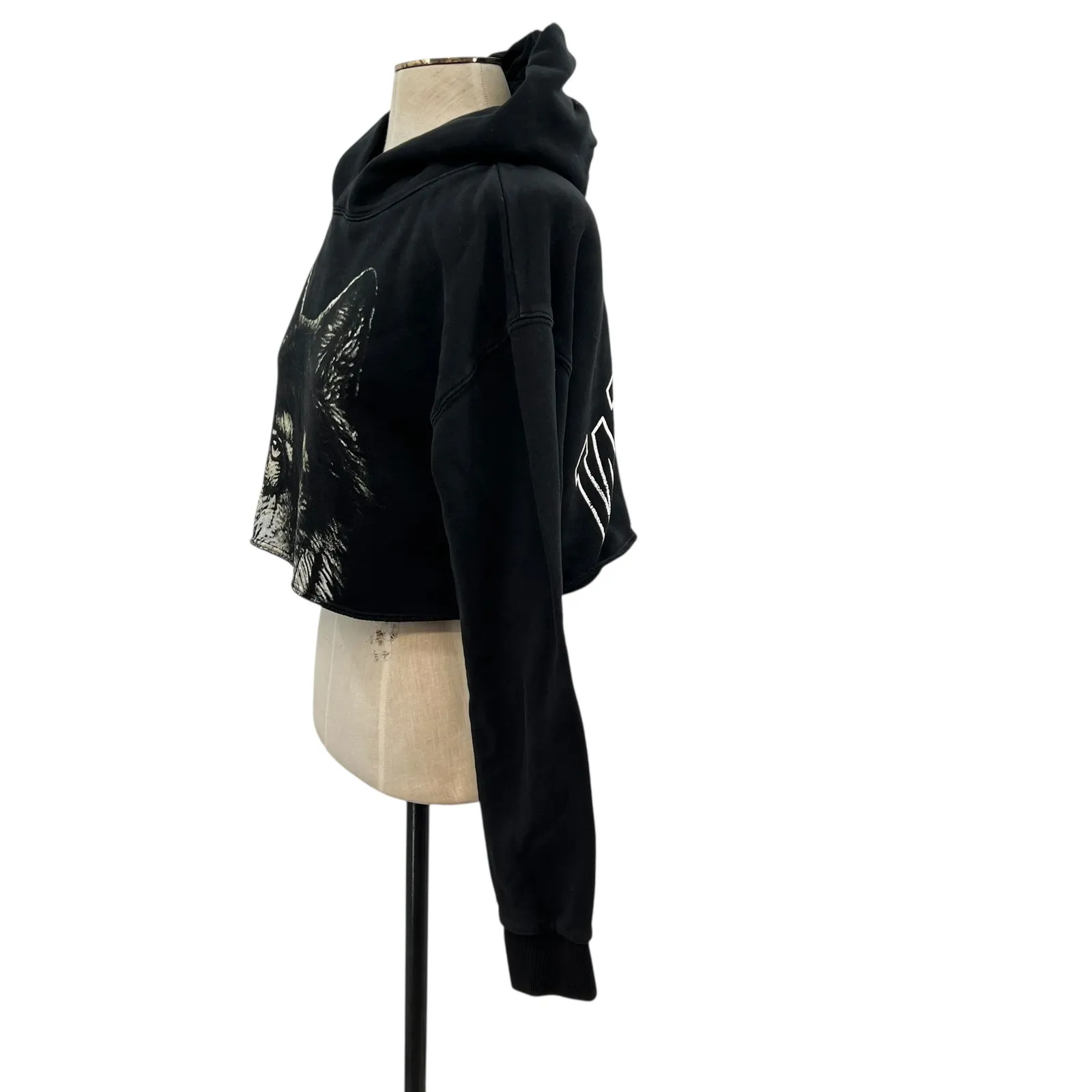 Darc Sport Wolves Cropped Hoodie Sweatshirt Eyes Utah Black Size Small - Image 6