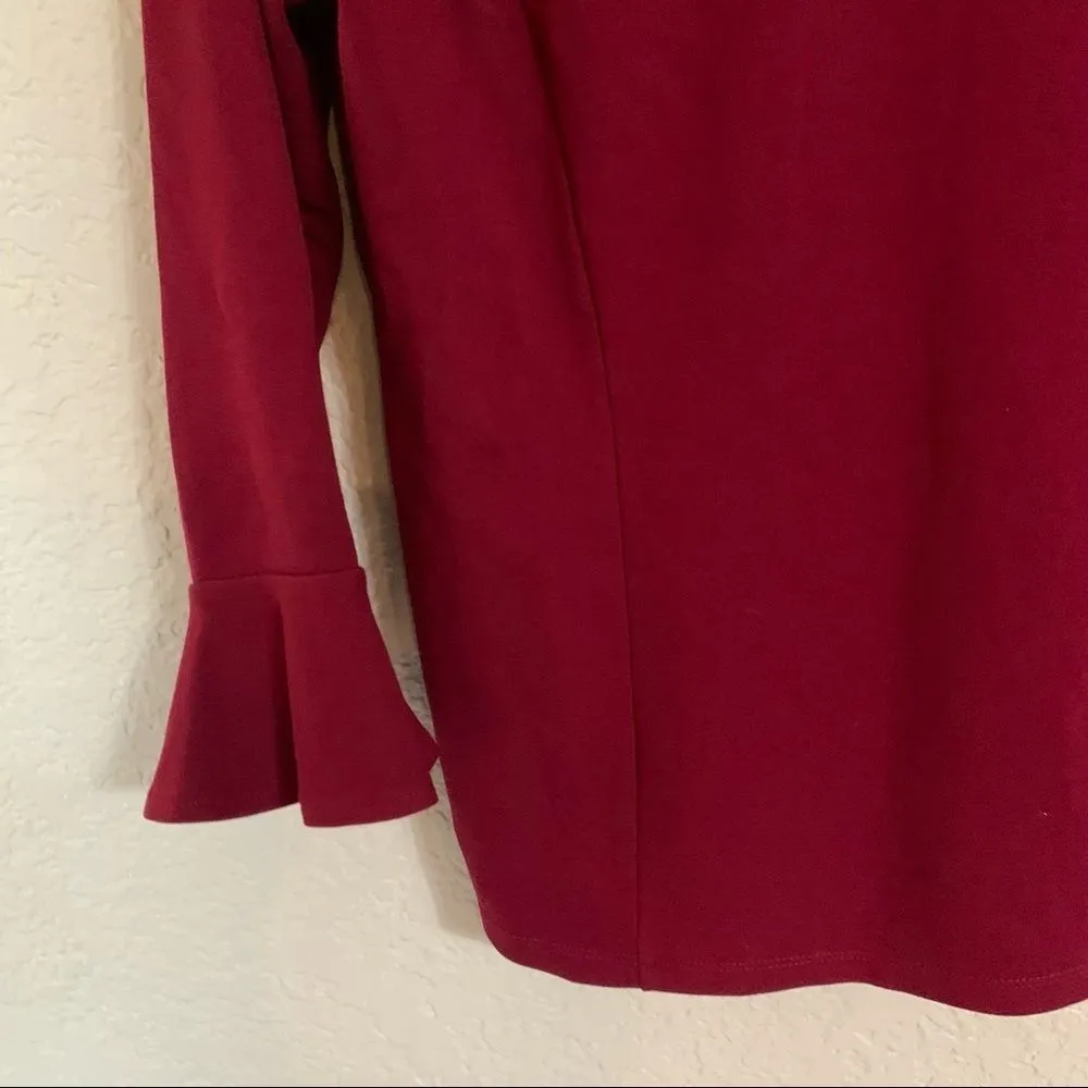 𝅺Talbots Maroon / Burgundy Long‎ Sleeve Tunic - Medium - Image 9