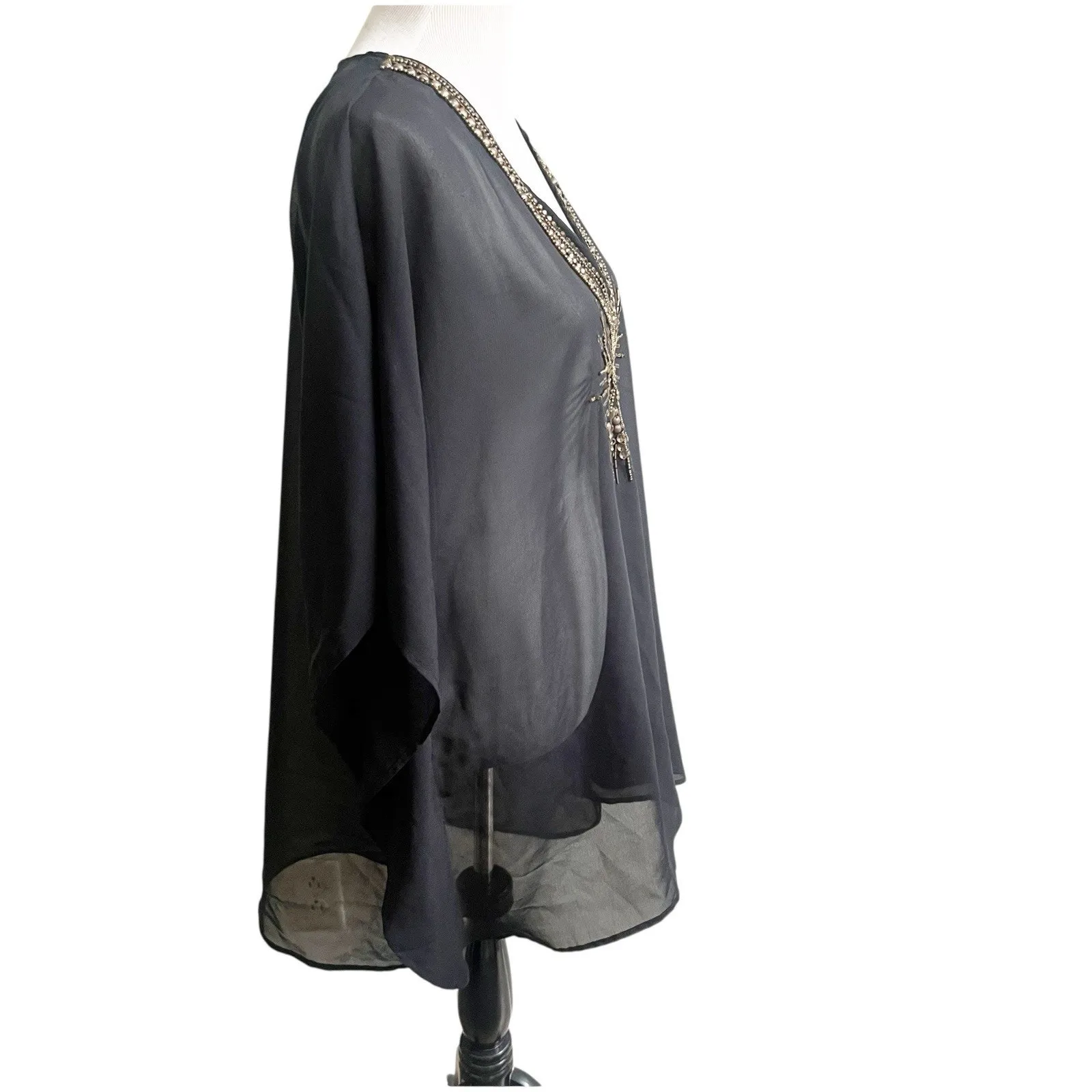 Spiaggia Dolce Studded Beaded Sheer Kimono Black Size XL Starburst Bronze Swim - Image 5