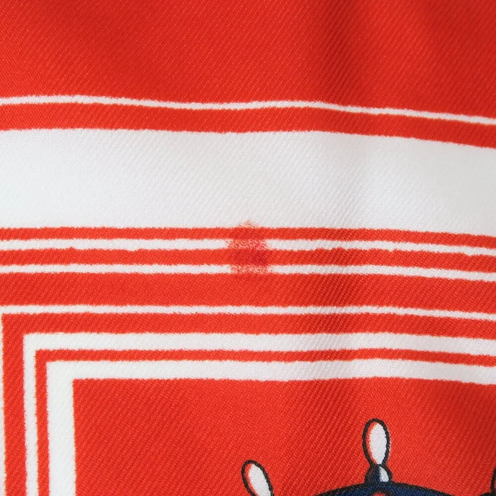 Vintage Red Nautical Silk Square Scarf Wraps - Image 5