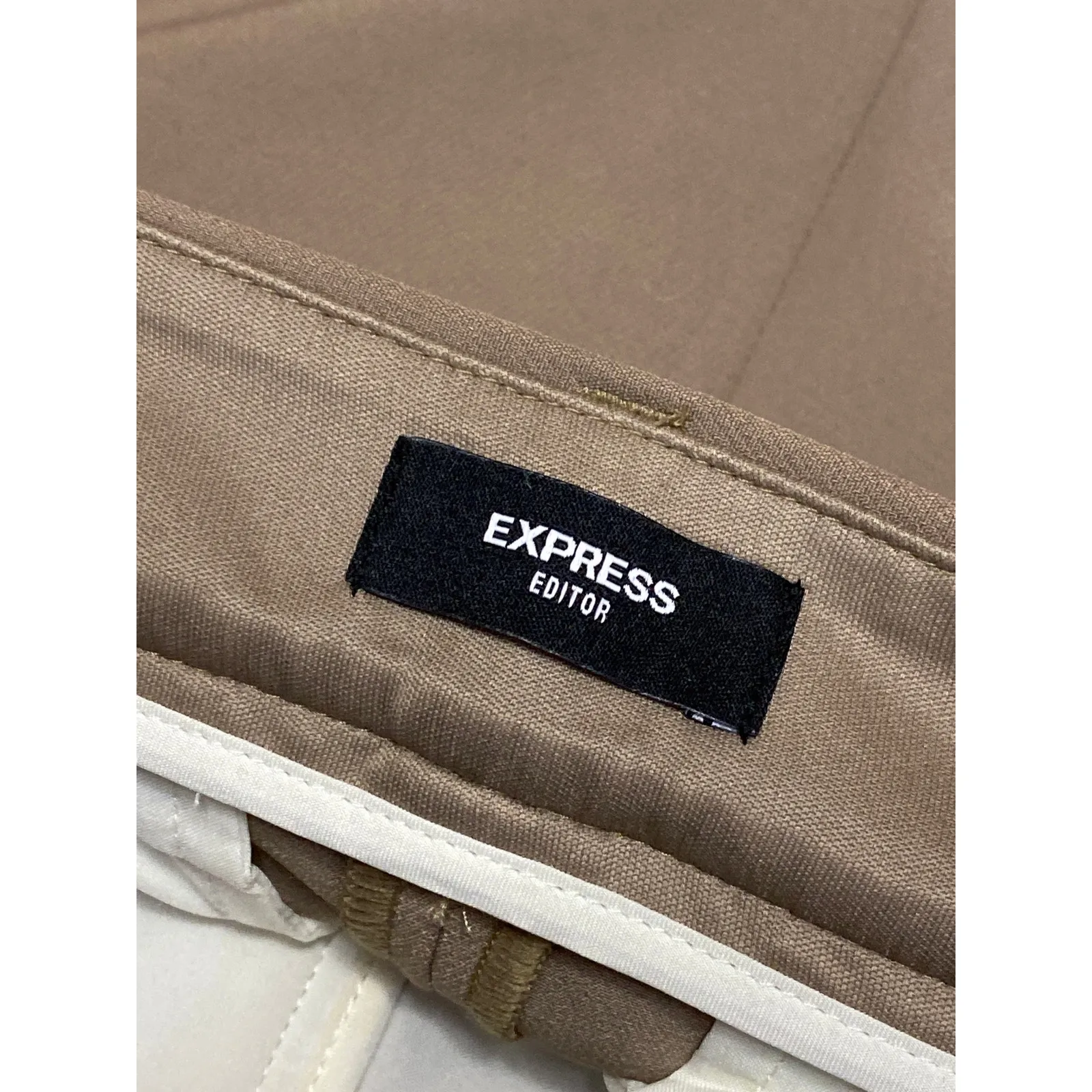 Express Editor Women's Tan Beige Khaki High Rise Flare Trousers Pants Size S - Image 3