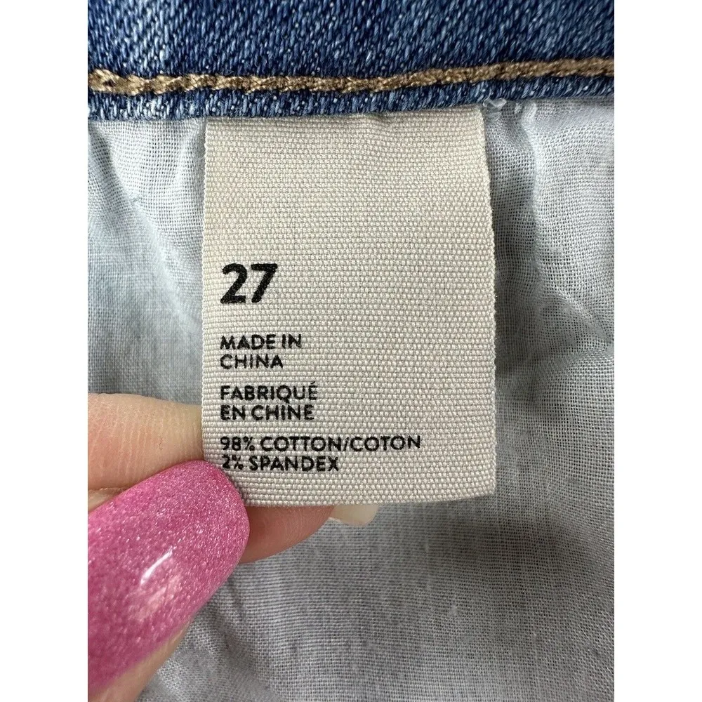 . Womens Distressed Mom Jean Straight Baggy Leg Ripped Light Wash Size 27 - Image 4