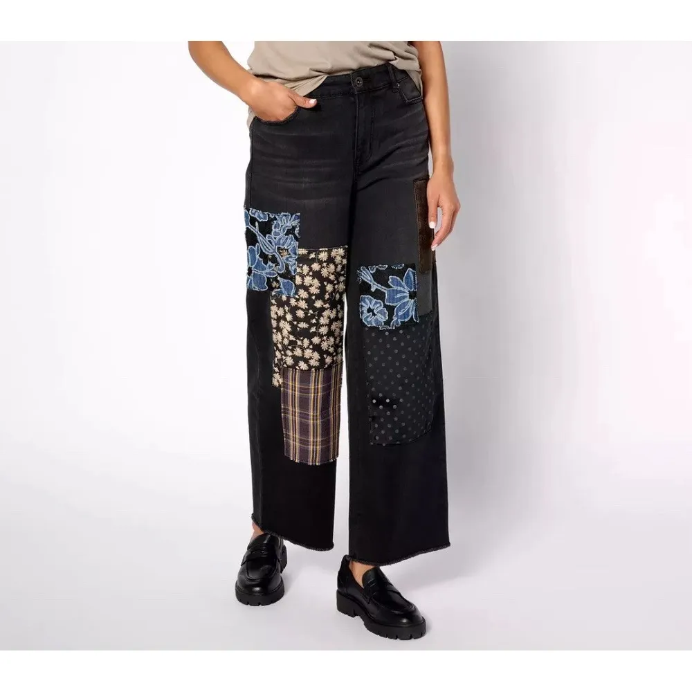 LOGO by Lori Goldstein Special Edition Wide Leg Tall Jeans Washed‎ Black Sz18 WT - Image 2