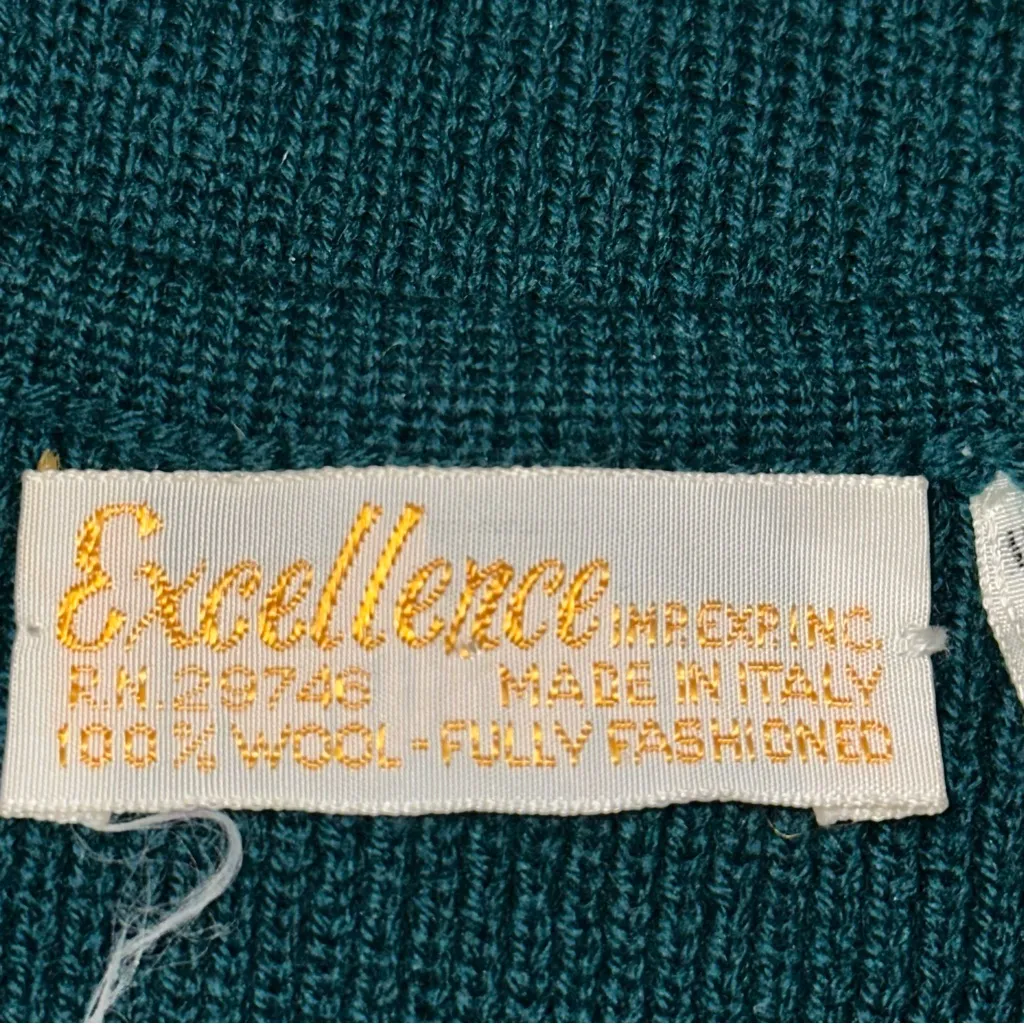 Excellence Vintage Women’s Size M Dark Green Wool Diamond Stitched Vest Size M - Image 4