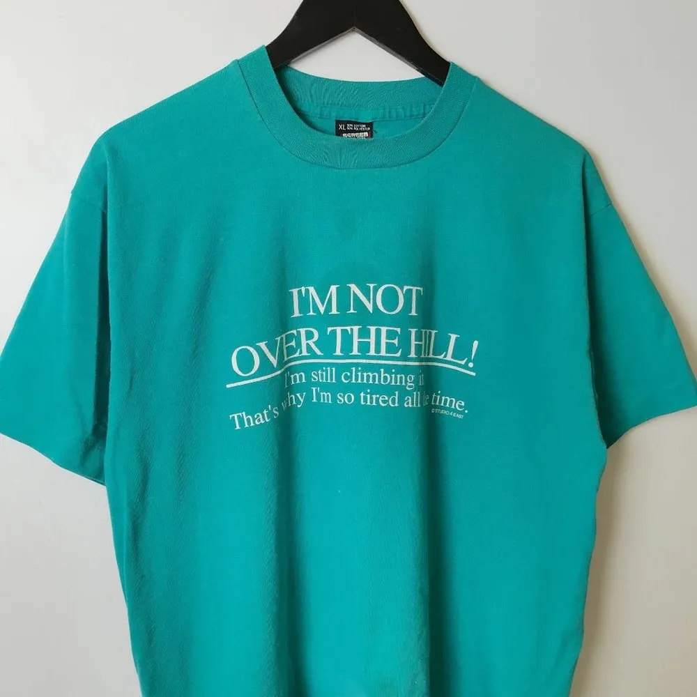 90s Vintage Distressed I'm Not Over The Hill T Shirt Single Stitch Funny Humor Size XL - Image 13