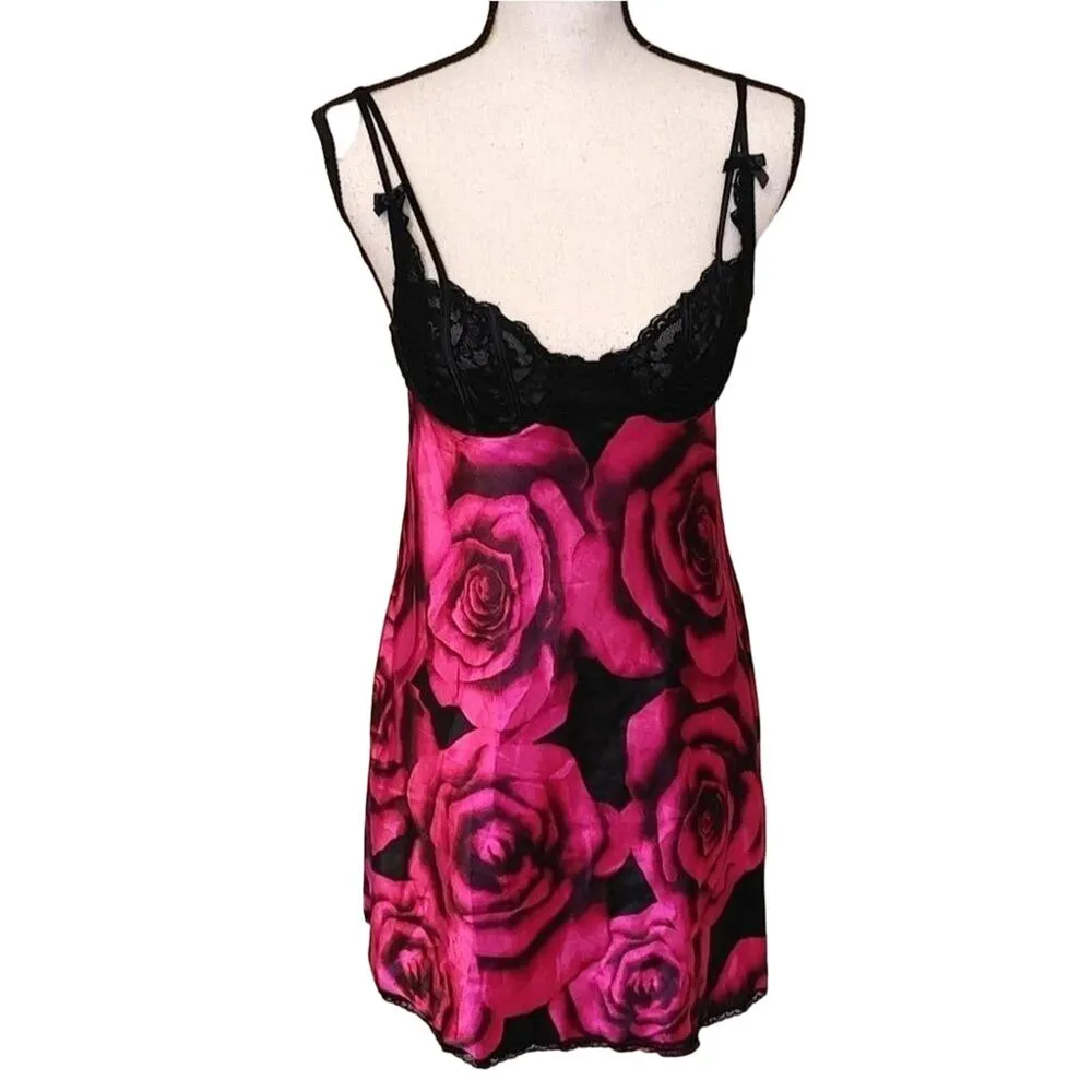 Morgan Taylor Intimates Size Small S Magenta Rose Black Lingerie Built in Bra Se - Image 2