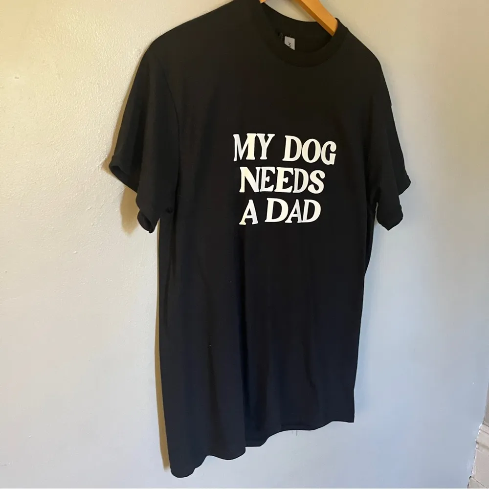 Crewneck Funny Gift for Single Girls Women Medium My Dog Needs A Dad White - Image 3