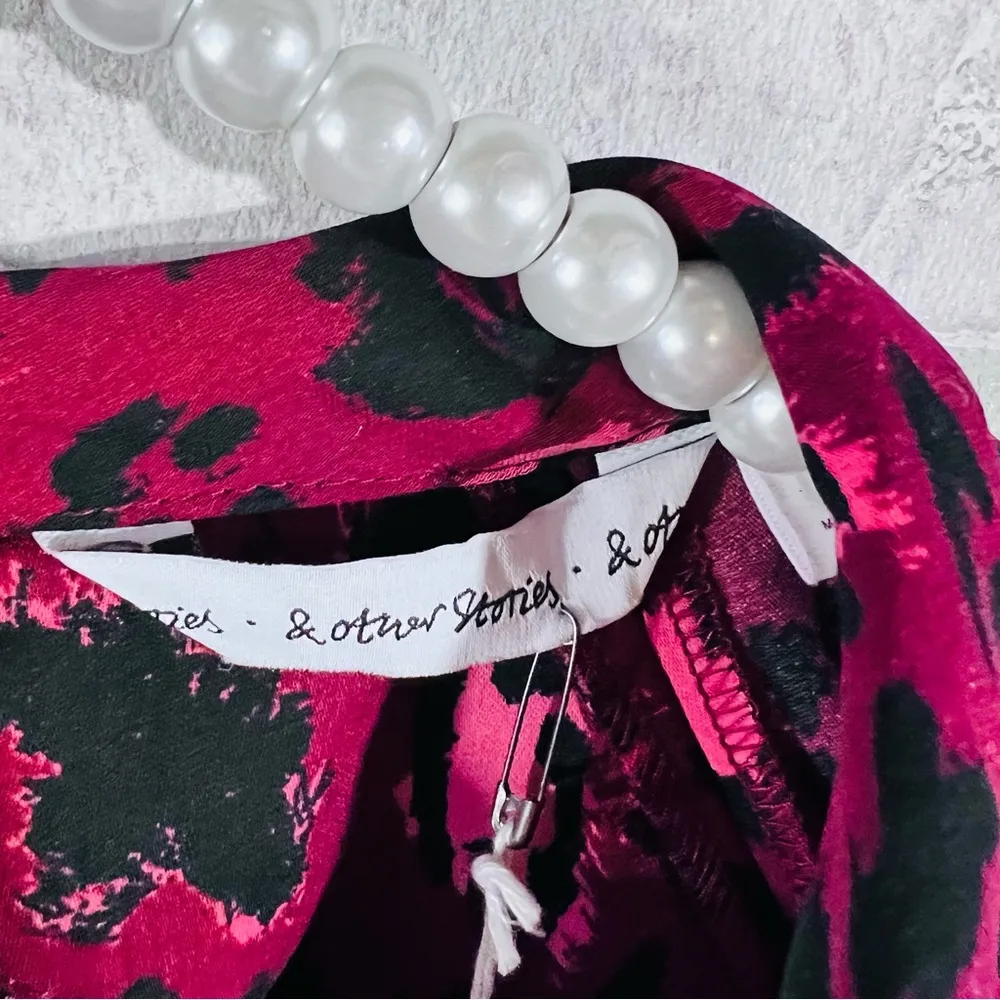 & Other Stories NWT Burgundy Leopard Print Long Sleeve Dress Size 4 - Image 6