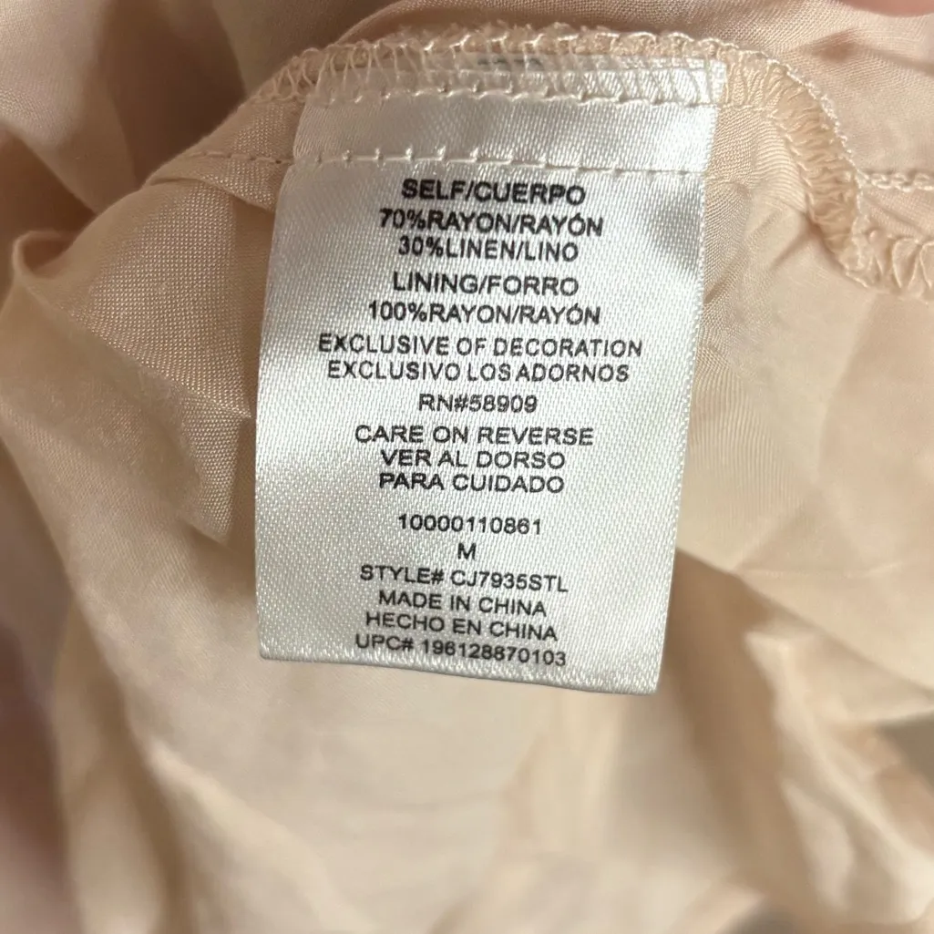 Copper Key Flutter Sleeve Tie Front Dress Size Medium Linen Blend - Image 4