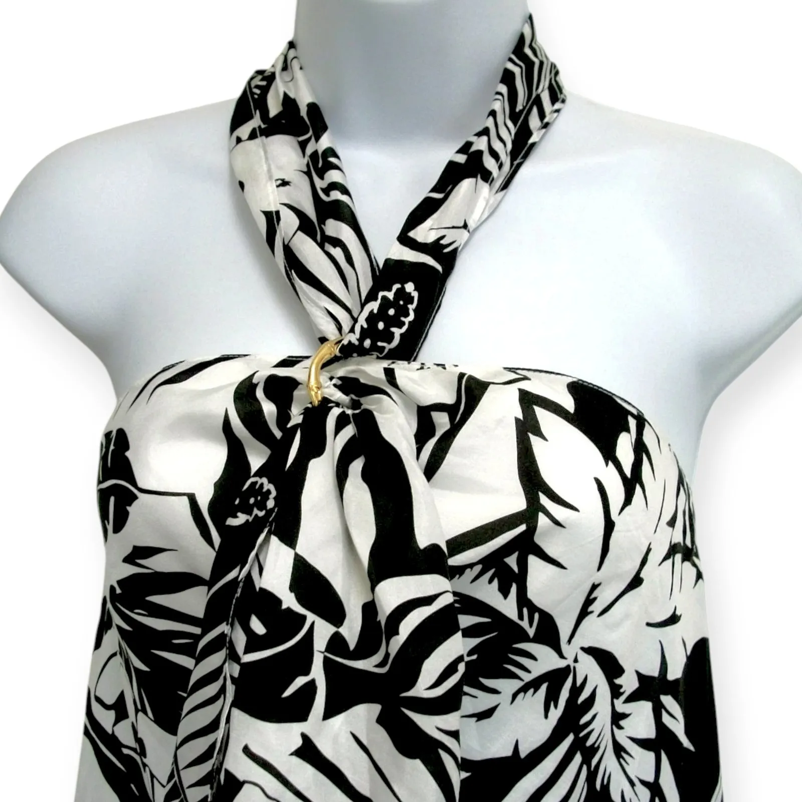 Ralph Lauren | L | 100% Silk Black & White Tropical Floral Tie - Image 3