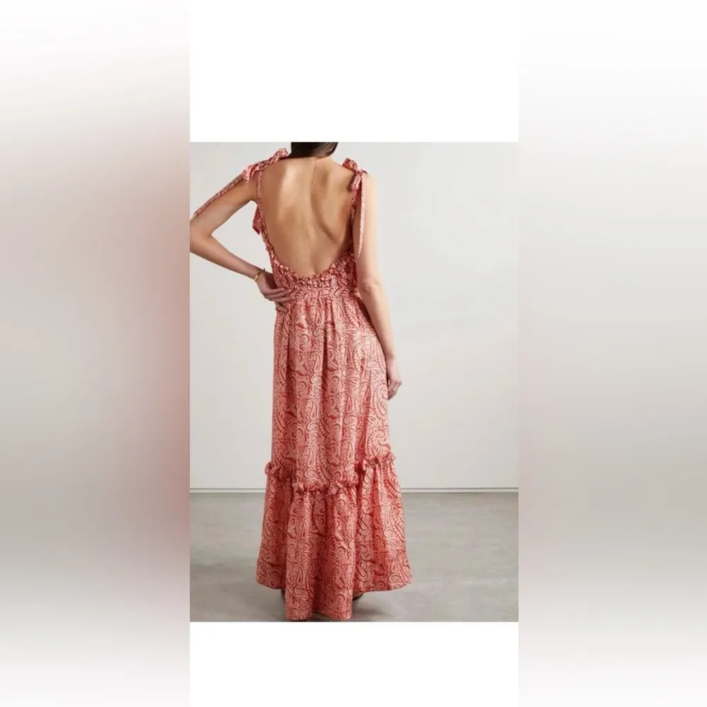 Hannah Artwear Elara Aubrie Maxi Dress Size 0 NWT 100% Silk Pink Paisley Boho Red - Image 3