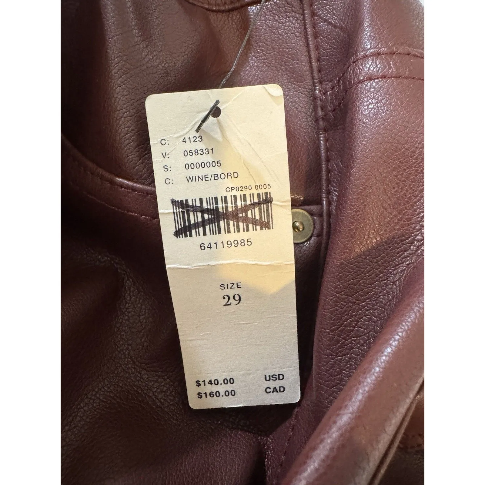 Pilcro/Anthropology Faux Leather Wine The Breaker Casual Pants Cropped 29 New - Image 16