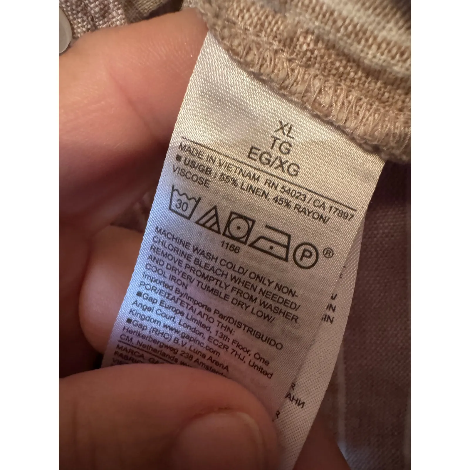 GAP The Easy Shirt Womens XL Button Down Top Striped Beige White Long Sleeve - Image 4