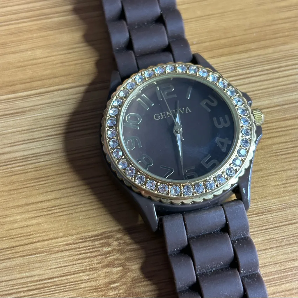 Geneva Gold and Dark Brown Timepiece - Image 4