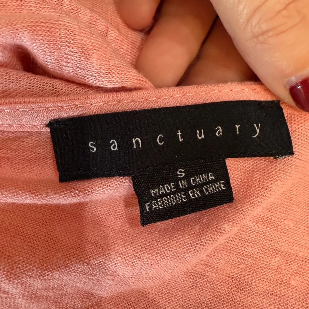 Sanctuary Blush Pink Blouse with Tie Sleeves 100% Linen - Image 3