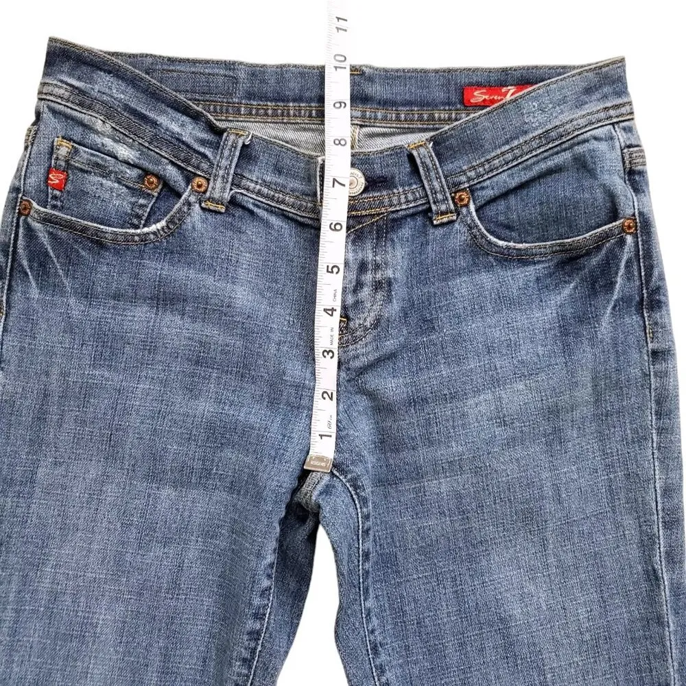 Seven7 Jeans Womens 24 Straight Leg Low Rise Waist Medium Wash Denim Cotton - Image 8