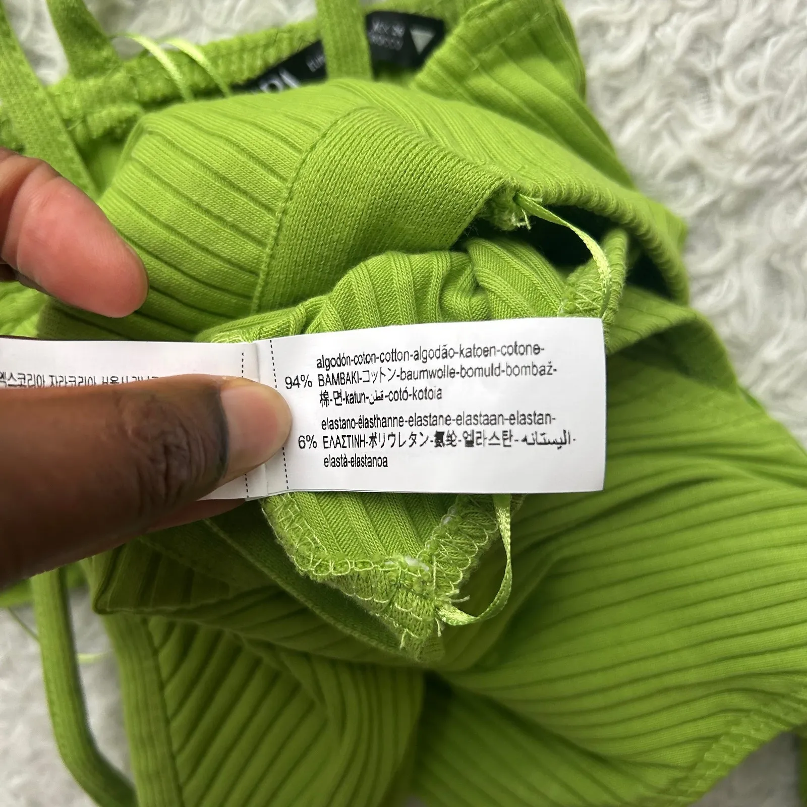 Zara Green Ribbed Cutout Halter Neck Bodysuit Size Small - Image 8