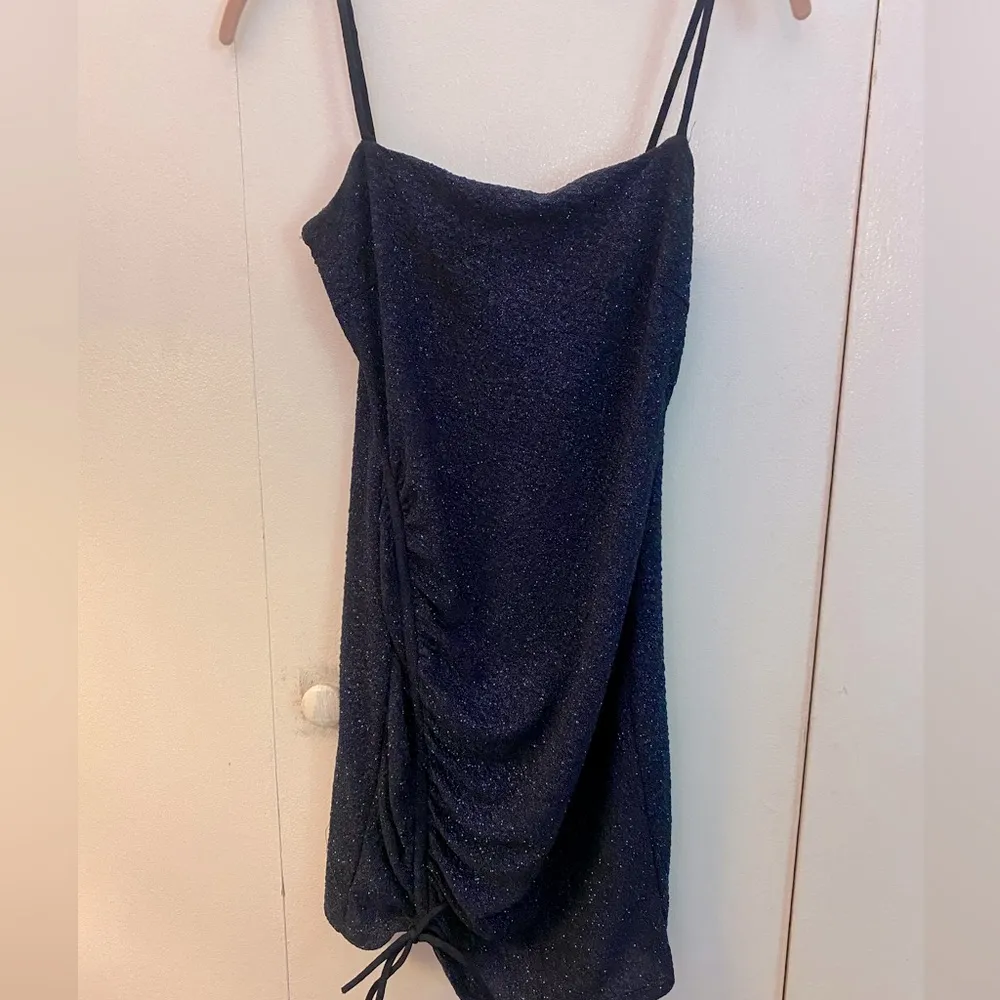 Navy Glitter Knit Mini Dress Size L - Image 2