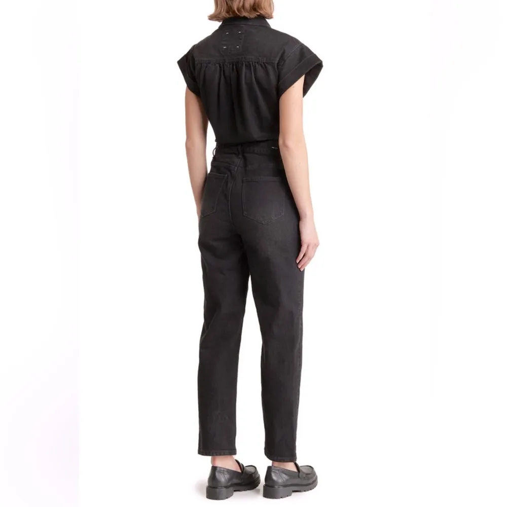 Habitual Denim Short Sleeve Jumpsuit Overalls Black/Gray Size 4 NEW - Image 3