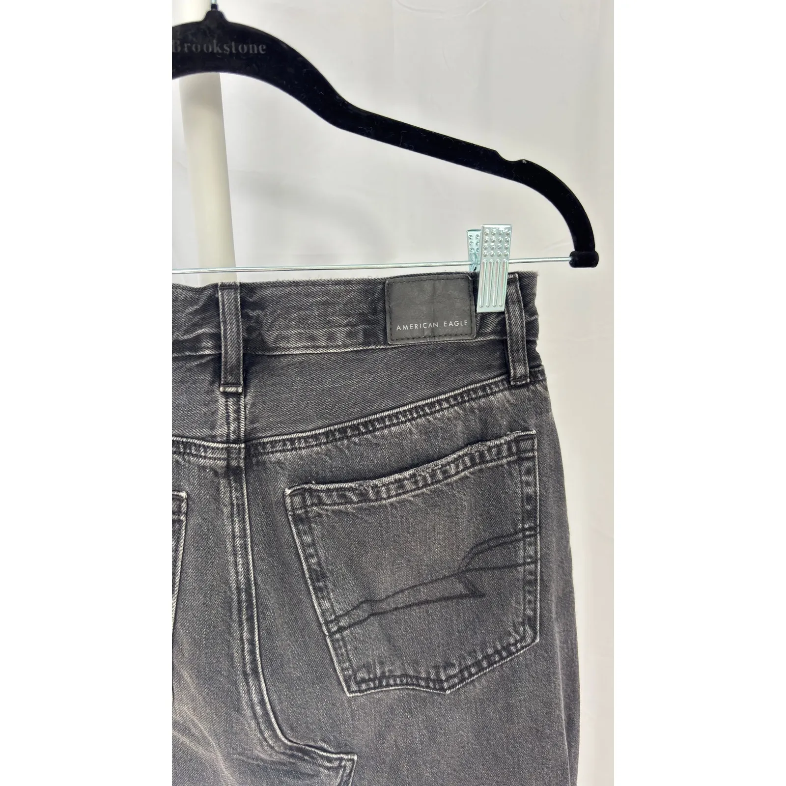 $76 American Eagle Charcoal Grey Denim Maxi Skirt with High Slit and Raw Hem Gray Size 2 - Image 10