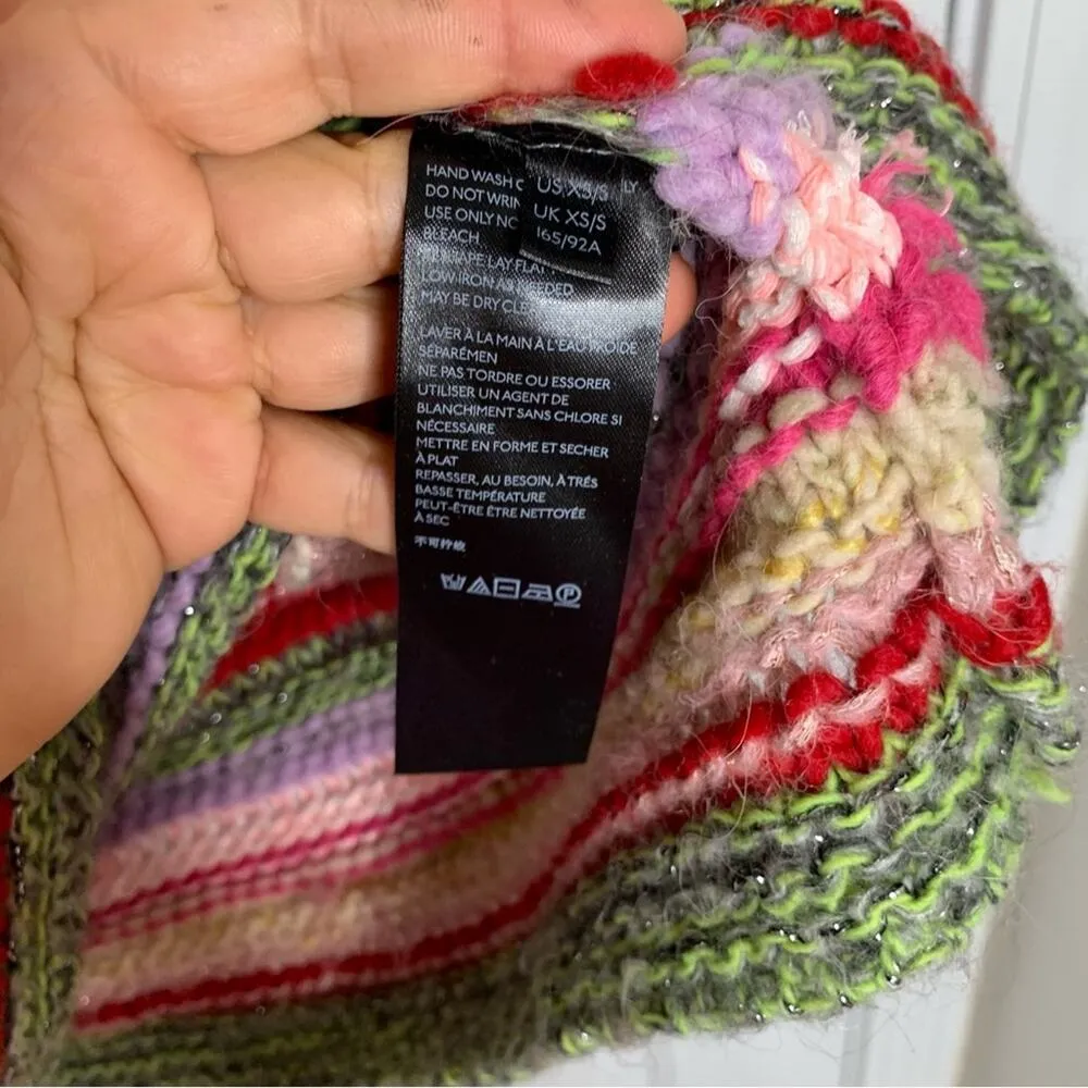 Anthropologie striped oversized bell sleeves turtleneck‎ sweater size small boho - Image 8